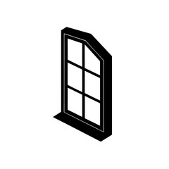 Isometric window graphic on transparent background silhouette