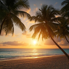 Naklejka premium Tropical sunset on the beach
