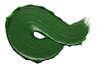 Isolated Smear of Green Paint with Visible Brush Strokes for Art and Design Projects