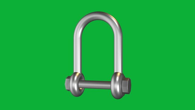 Realistic 3D Heavy Duty D-Ring Shackle Rotating Animation| Metal Mounting Hardware, Industrial Lifting and Rigging Component, Durable Connector for Construction, Marine, and Engineering Projects