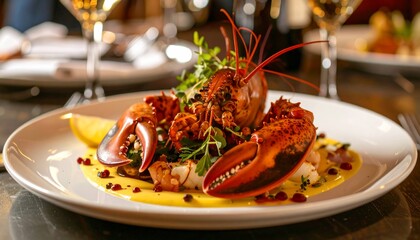 Exquisite Lobster Dish with Culinary Presentation, Gourmet Dining, Fine Cuisine