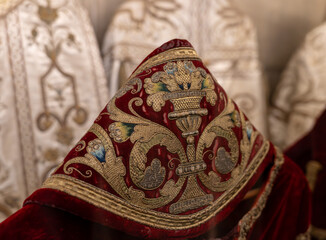 Red ceremonial clothes with embroidery
