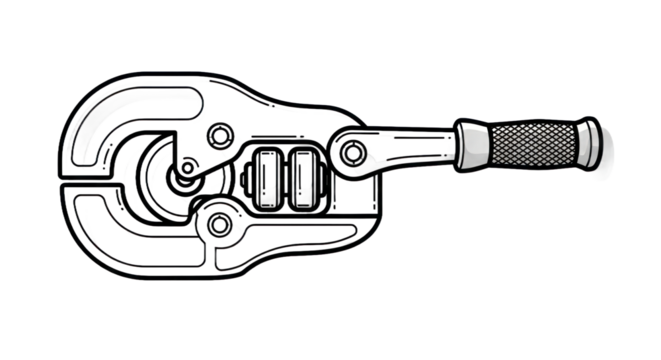 Metal pipe cutter illustration against a transparent background isolated