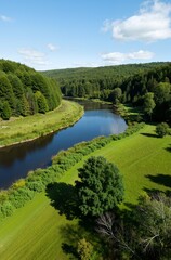 Fototapeta premium landscape with river