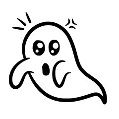 Cute Halloween Ghost Cartoon Doodle Icon