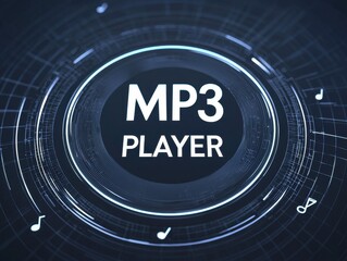 Modern Digital MP3 Player Concept with Music Graphics Background