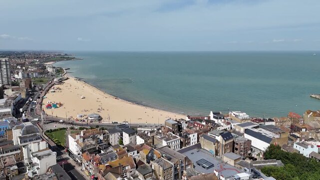 Margate seaside town Kent UK drone,aerial summers day