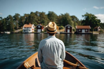 Scenic Summer Journey Amid Wooden Houses and Pine Islands
