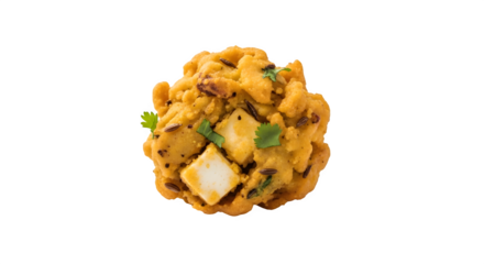 Delicious paneer pakora, a popular indian snack, isolated on transparent background crispy fritters made with cheese, gram flour, and spices, served hot