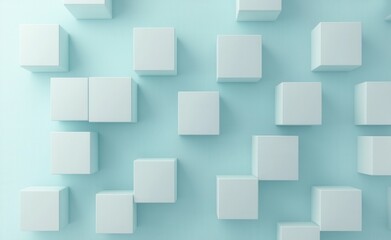 Obraz premium Abstract Light Blue Background with 3D Geometric Cube Shapes