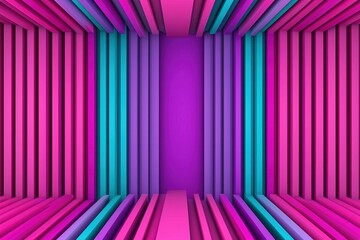 Vibrant Abstract Interior Design with Colorful Stripes and Depth