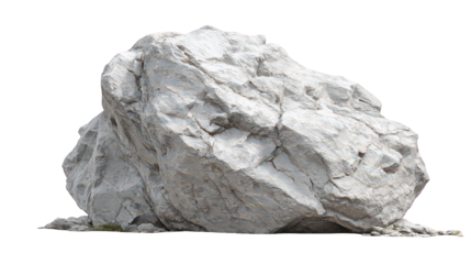 Large Gray Boulder on Transparent Background