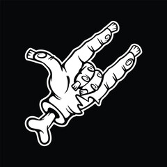 Creepy Hand Sign Zombie Doodle Illustration for Halloween