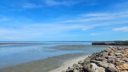 stone reef coastal beside seashore for protect wave landscape tropical.