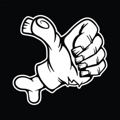 Spooky Gesture of Zombie Doodle Hand Drawing Vector