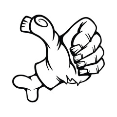 Spooky Gesture of Zombie Lineart Hand Drawing Vector