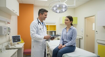 Obraz premium Doctor nurse and patient support and discussion at hospital for consulting, assistance discussion and doing meeting home