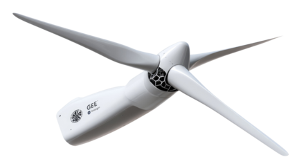 Wind Turbine: A striking depiction of a wind turbine, showcasing its sleek design and environmental consciousness against the backdrop of a bright future.