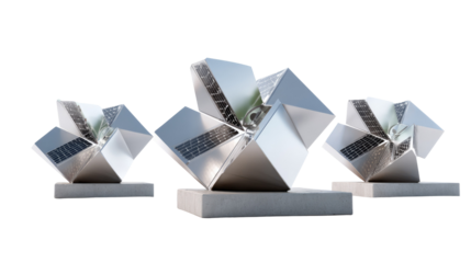 Architectural Metallic Sculpture: A series of modern metallic sculptures, each uniquely designed and precisely crafted. Embodying a harmonious blend of geometry, texture, and aesthetic appeal
