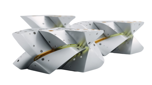 Modern Geometric Sculpture: A unique and captivating modern sculpture, showcasing intricate geometric forms and a minimalist aesthetic.