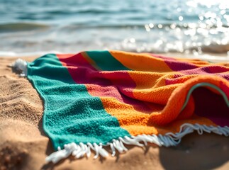 Beach Towel on Golden Sandy Shore