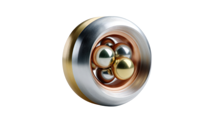 Elegant Orb: A sophisticated, metallic orb, intricately designed with a blend of silver and gold elements, creating a mesmerizing display of balance and precision.