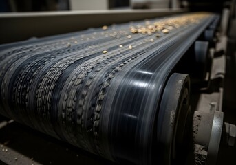 Industrial Conveyor Belt Tread in Motion