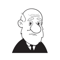 Old man with formal suit black and white vector illustration for classic portrait artwork design