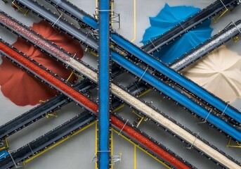Aerial View of Multi-Belt Conveyor System