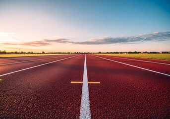 Empty Running Track with White Lines
