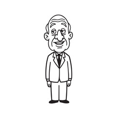 Obraz premium Old man with formal suit black and white vector illustration for classic portrait artwork design