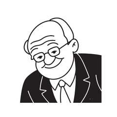 Old man with formal suit black and white vector illustration for classic portrait artwork design