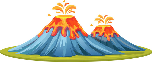 illustration of a burning volcano