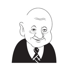 Old man with formal suit black and white vector illustration for classic portrait artwork design