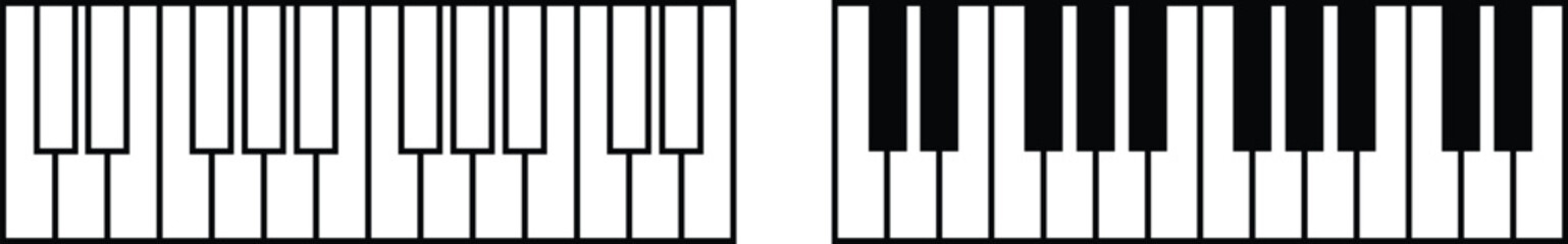 Black silhouette of upright piano icon set, isolated on transparent background. Graphic illustration. concept of musical instrument, classical music, piano recital, icon, logo, design element. © WaQar