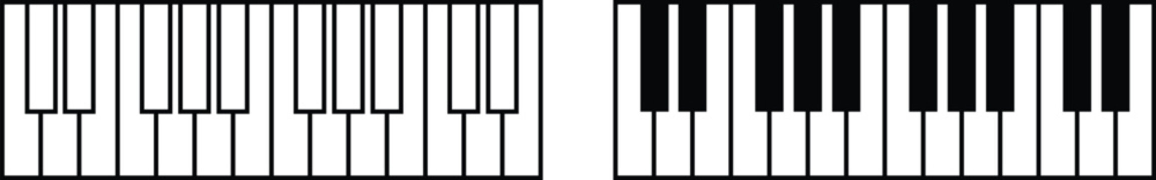 Black silhouette of upright piano icon set, isolated on transparent background. Graphic illustration. concept of musical instrument, classical music, piano recital, icon, logo, design element.