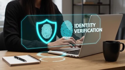 Secure identity verification process using fingerprint scanning technology for digital authentication and cybersecurity protection - Powered by Adobe