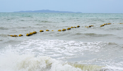 Buoys to keep the water safe for swimmers and to prevent strong waves due to storms