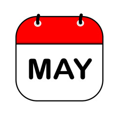 May calendar icon vector illustration with flat design. Calendar templates, red and white, stickers, posters, banners, emoticons.