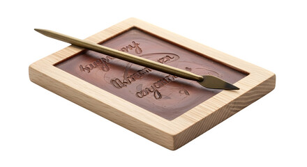 Seal stamp isolated on transparent background, an ancient tool for authentication, displaying intricate carvings and historical significance in a studio shot