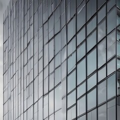 Modern office building with glass facade and geometric pattern