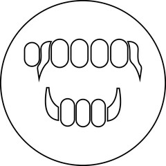 Vampire fangs icon vector illustration created with bold sharp lines and dramatic gothic style, symbolizing the legendary myth of vampires, horror stories, and dark fantasy culture. gothic branding