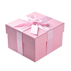 Fototapeta premium A wrapped pink gift box with a bow and ribbon, perfect for a surprise celebration