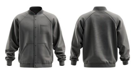 Gray bomber jacket, front and back views
