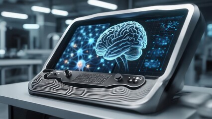 Brain scan interface with neural network display