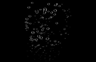 Realistic water bubbles isolated on black background, perfect for overlay, photo editing, graphic design, digital artwork, advertising, underwater effects, and creative projects with freshness.