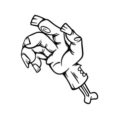 Creepy Lineart Hand Drawn Zombie Hand for Halloween