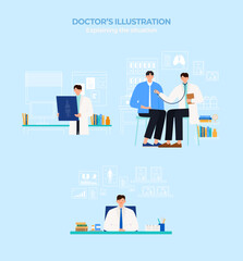 의사의 다양한 모습을 표현한 일러스트 