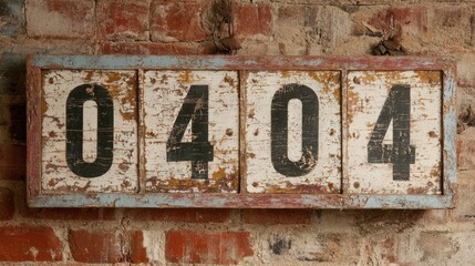 Vintage Numbered Sign with Distressed Finish on Rustic Wall