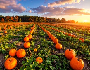 pumpkins on a field
